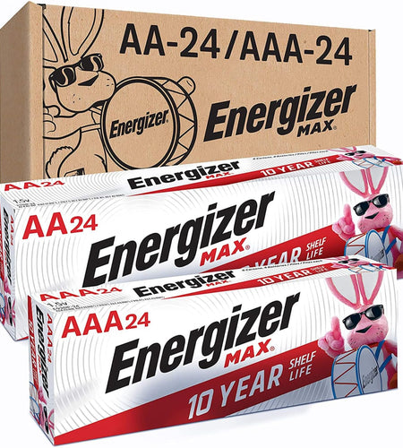 AA Batteries and AAA Batteries, 24 Max Double a Batteries and 24 Max Triple a Batteries Combo Pack, 48 Count