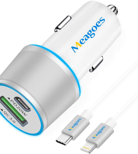 Fast USB C Car Charger,  20W PD Rapid Charging Adapter Compatible for Apple Iphone 14 Pro Max/14 Pro/14 Plus/14/13/12/Mini/11/Xs/Xr/X/8 Plus/Se 3-3.3Ft Mfi Certified Type C to Lightning Cable