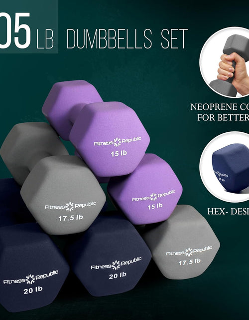 Load image into Gallery viewer, Neoprene Weights Dumbbells Set, Hand Weights for Women Dumbells Set Weights Non-Slip, Hex Shape, Free Weight Dumbbell Sets - Combo
