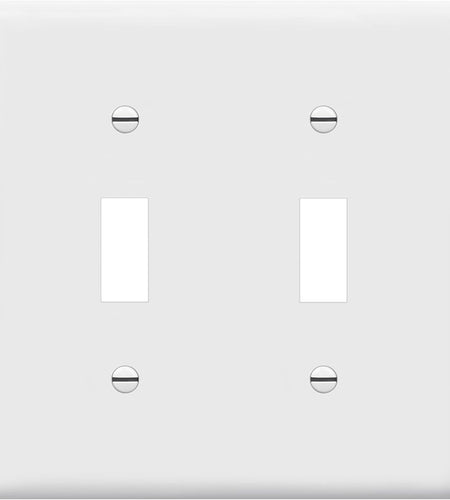 Toggle Light Switch Wall Plate, Gloss Finish, Size 2-Gang 4.50" X 4.57", Double Switch Cover, Unbreakable Polycarbonate Thermoplastic, 8812-W, White