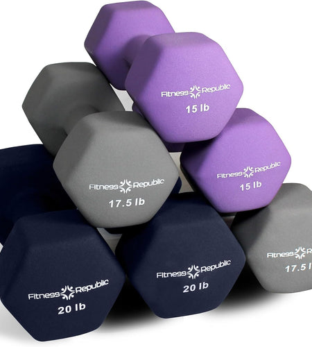Neoprene Weights Dumbbells Set, Hand Weights for Women Dumbells Set Weights Non-Slip, Hex Shape, Free Weight Dumbbell Sets - Combo