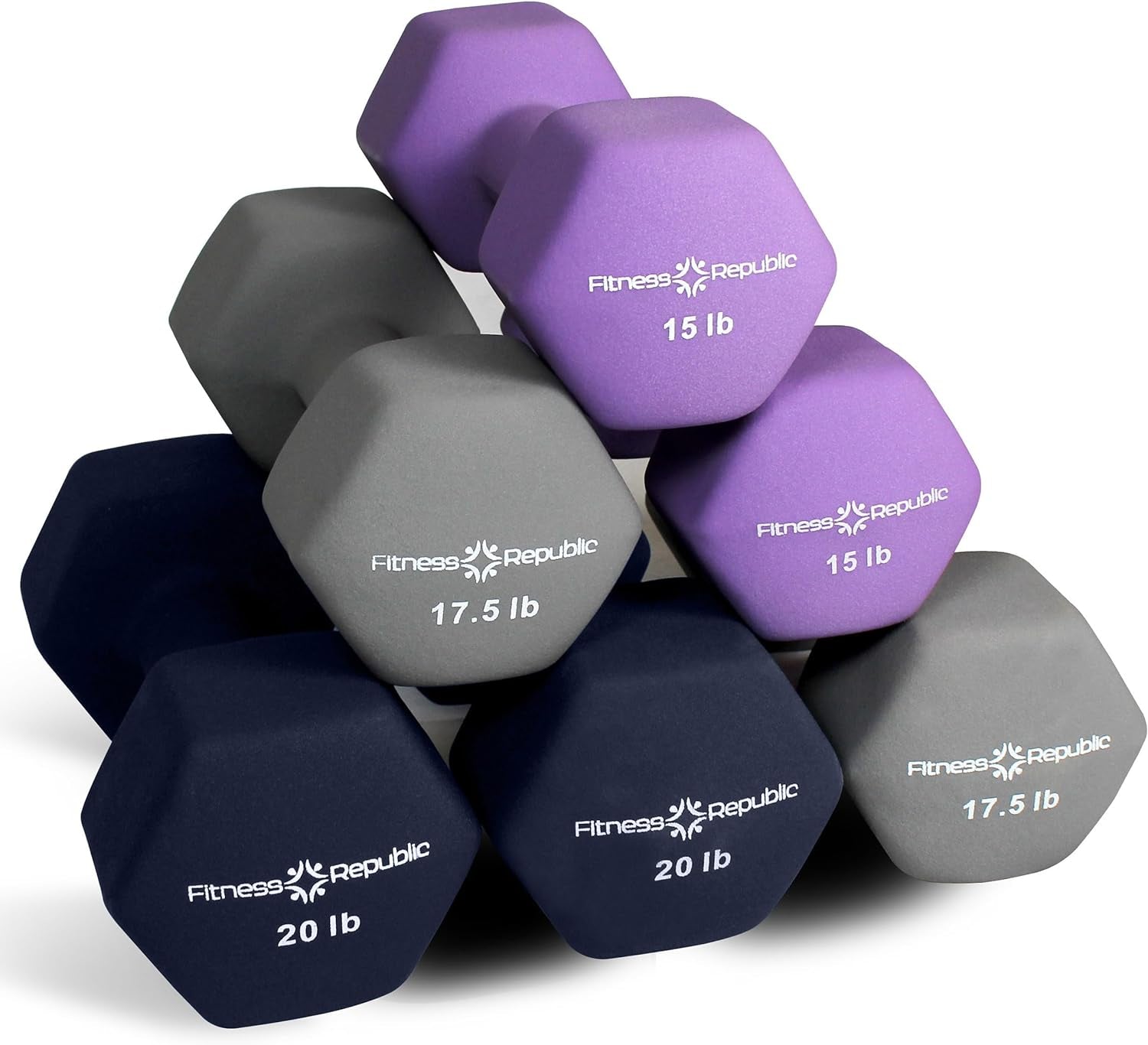 Neoprene Weights Dumbbells Set, Hand Weights for Women Dumbells Set Weights Non-Slip, Hex Shape, Free Weight Dumbbell Sets - Combo