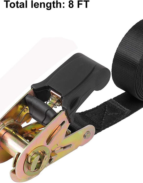 Load image into Gallery viewer, Endless Ratchet Tie down Straps Heavy Duty Cargo Tie Downs, Durable Nylon Black Strap down Ratcheting Securing Straps, Track Spring Fittings, Tie-Down Motorcycles, Trailer Loads, Kayak (8Ft - 4Pack)
